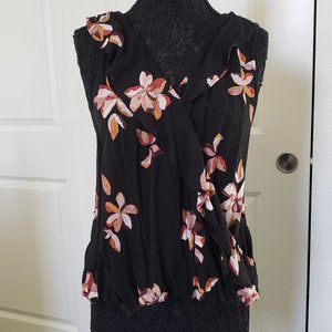 A New Day Black Floral Tank Top Blouse
